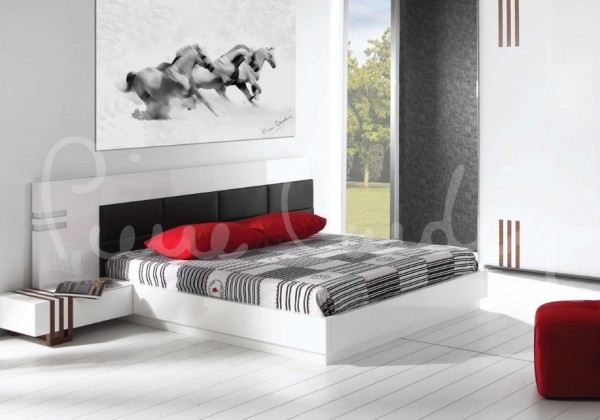 siyah deri başlıklı beyaz pierre cardin yatak odası takımı modelleri